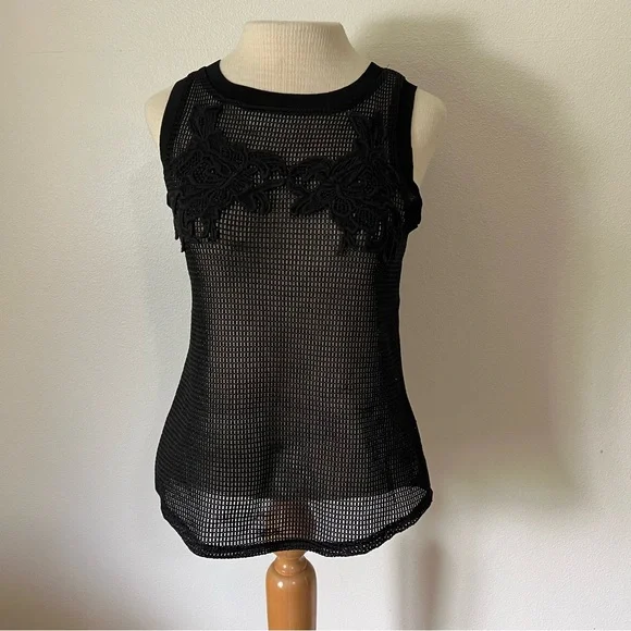 Trouve | Tops | Trouve Black Mesh Tank Top | Poshmark